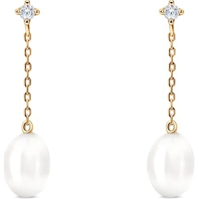 Savicki Náušnice Célamare: zlato, perly, bílé safíry - B-K-K0525-00077-585-Z