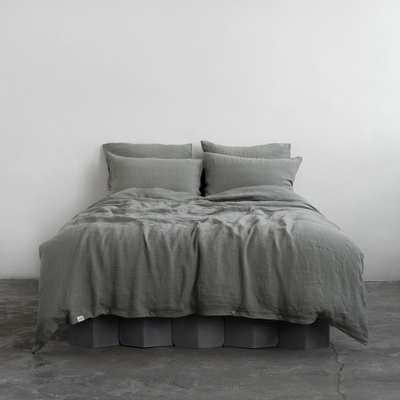 Linen Tales Ленено удължено спално бельо за двойно легло в цвят каки 200x220 cm - Linen Tales (LT-DCS-200x220/50x70-KHA)