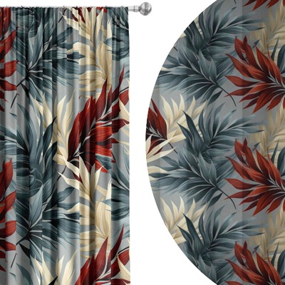 Soovi Home Zatemňovací záves Tropical Ember – sýte palmové listy v teplých a chladných tónoch Veľkosť: 140x270 na riasiaci pás