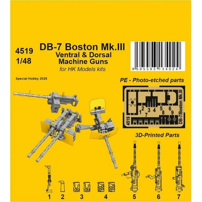 HK Models CMK DB-7 Boston Mk.III Ventral & Dorsal Machine Guns / for kits 1:48