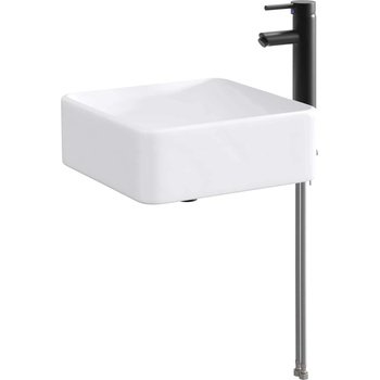 vidaXL Мивка за баня Матово черно 36, 5 x 36, 5 x 13 см Метал (890251)
