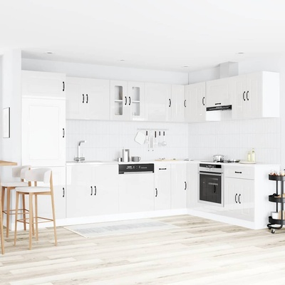 vidaXL Кухненски шкаф с врата Kalmar Лъскаво бяло 80 x 46 x 81, 5 см (3315003)
