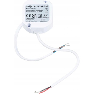 Zápustný napájecí zdroj 12V 2,5A 30W vodotěsný IP67 ESPE LP3012CV