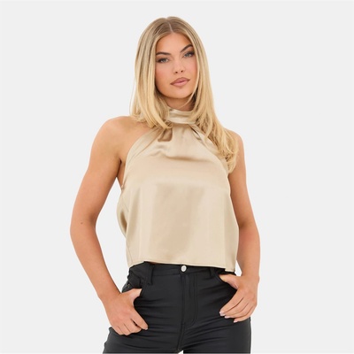 I Saw It First Satin Halter Top - Gold