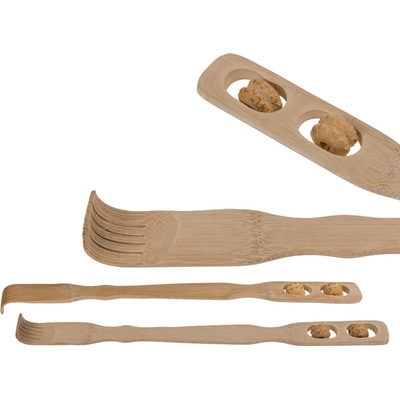 Popron.cz Bambusové drbátko na chrbát s masážnymi valcami