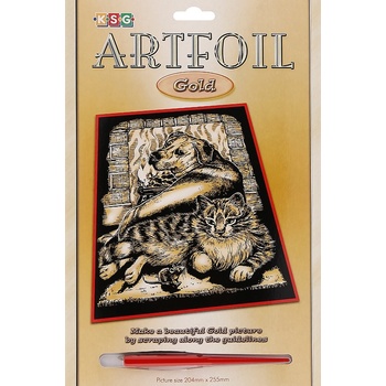 KSG Crafts Творчески комплект за гравиране KSG Crafts - Куче и котка, на златиста основа (604)