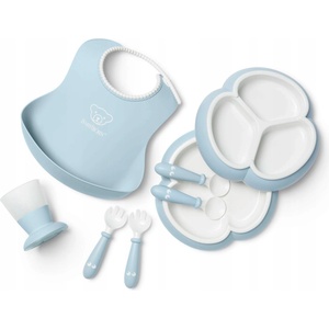 BabyBjörn Комплект за хранене BabyBjorn - 8 части, Powder Blue (0907-077002)