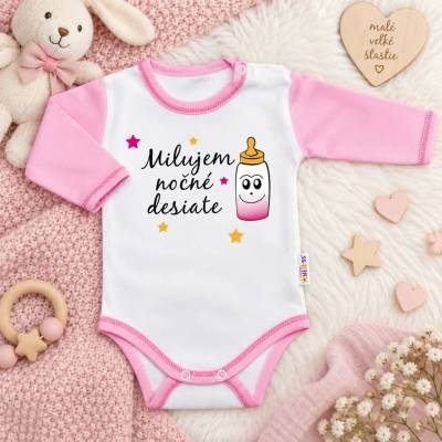 Body dlhý rukáv s vtipným textom Baby Nellys Miluju noční svačinky holka