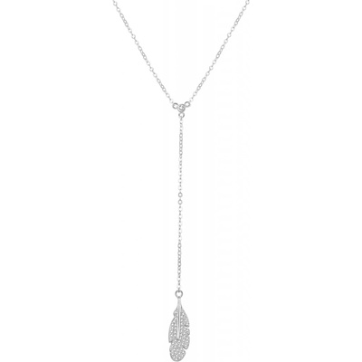 Beneto Štýlový strieborný náhrdelník s pierkom AGS986/47