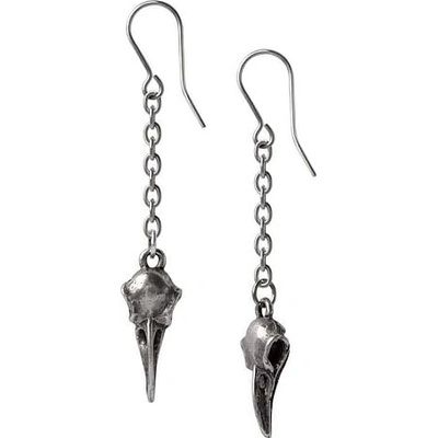 Alchemy Gothic náušnice Havraní lebky na retiazke E473