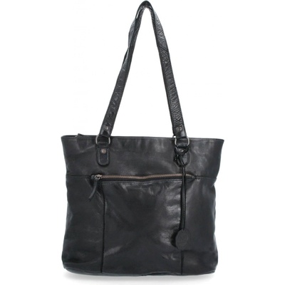Noelia Bolger dámska kožená shopper kabelka vo vintage štýle 2104 čierna