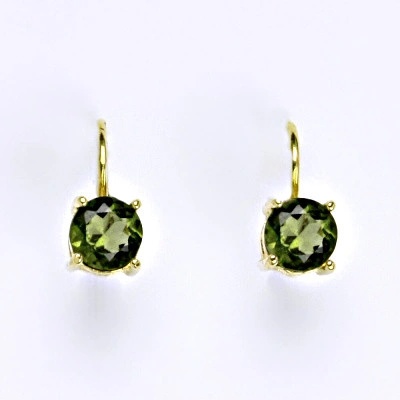 Čištín Zlaté náušnice, přírodní vltavín, žluté i bílé zlato - NK 1250