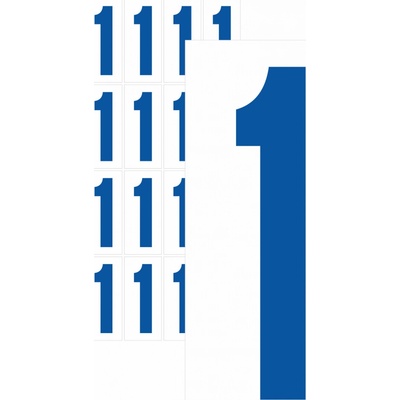 Čísla samolepící 1 modrá samolepící vinylová fólie 25mm písmo - aršík 16 ks – Zbozi.Blesk.cz