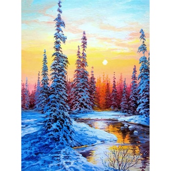 Norimpex - Puzzle Diamant painting: River in winter 30x40cm - 1 - 39 piese