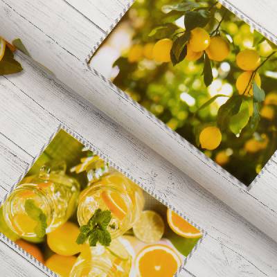 PVC obrus Citróny na bielom drevodekore PV-132 - metráž š. 140 cm