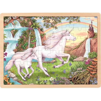 Goki Детски дървен пъзел Goki - Еднорог, 48 части (57366)