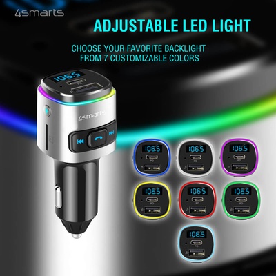 4smarts Зарядно за кола (Quick Charge) с трансмитер, MicroSD карта и дисплей - 4smarts Media Assist 2 Car Charger with FM Transmitter and Media-In (черен) (456201)