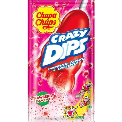 Chupa Chups Crazy Dips Strawberry lízanka 14 g
