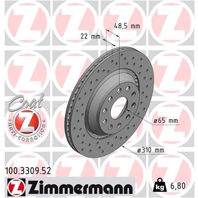 ZIMMERMANN Brzdový kotúč 100330952