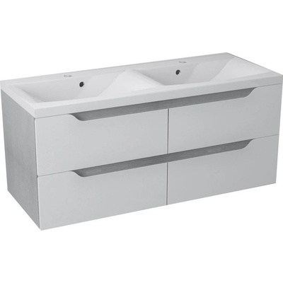 Sapho WAVE dvojumývadlová skrinka 119,7x50x47,8cm, biela/dub strieborný - WA122