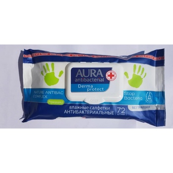 Aura Antibakteriální vlhčené ubrousky na ruce s heřmánkem 72 ks