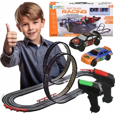 Stator Autodráha elektrická 388 cm se 2 autíčky a ovladači 1:64
