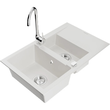 Mexen Gaspar гранитна мивка с 1, 5 камери с отцедник и кухненски смесител Telma, (6507-20-670200-00)