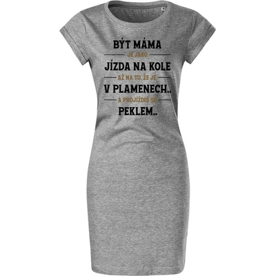 Bavlněné letní šaty Být máma tm. šedý melír