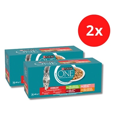 PURINA ONE Multipack Sterilcat mini filetky s hovädzím kuraťom lososom morkou v šťave 2 x 40 x 85 g