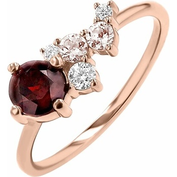 Eppi Cluster prsten s českým granátem morganity a moissanity Sava R48173