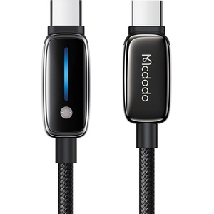 Mcdodo Кабел за данни - Mcdodo (CA-0100) - Auto Brightness, USB-C → USB-C, 100W, 5A, 1.2m - Черен