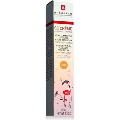 Erborian CC Crème Centella Asiatica rozjasňujúci krém pre jednotný tón pleti SPF25 veľké balenie Doré 45 ml