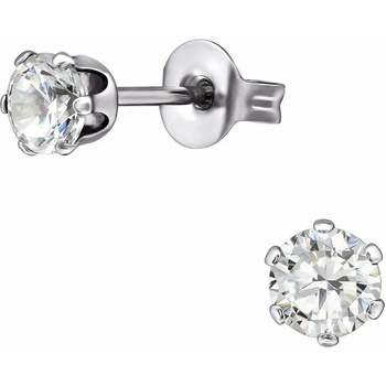 Image 1 of Bijutanki Кръгли Обеци от Медицинска Стомана с Винт и Камък