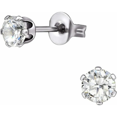 Bijutanki Кръгли Обеци от Медицинска Стомана с Винт и Камък