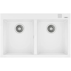 Teka Гранитна мивка, авт. клапан, за шкаф 80 см ForSquare 2B 790 TG БЯЛА (M.1029.БЯ) - xmall Мивка за вграждане