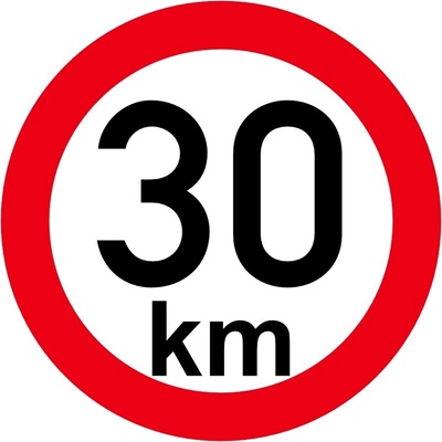 Obmedzenie rýchlosti 30 km retroreflexné pr. 150 mm (na prívesy)