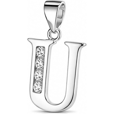 Argento Strieborný prívesok písmeno U číre okrúhle zirkóny 84949
