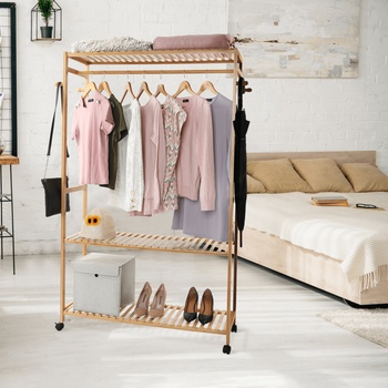 KONDELA Šatní organizér, přírodní bambus, Melar