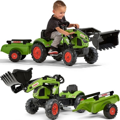 Falk Traktor šlapací Claas Axos 330 s přední lžící i zadní lžíčí