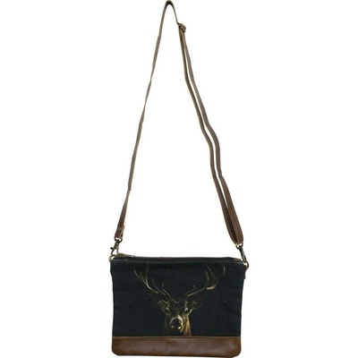 Kožená bavlněná crossbody s Jelenem black Deer