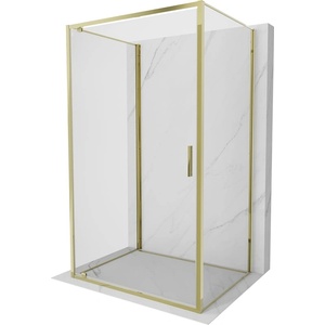Mexen Exo-BR 3S душ кабина, 3-стенна, отваряща се, 75 x 70 см, прозрачна, златна (8181-075-070-50-00-3S)