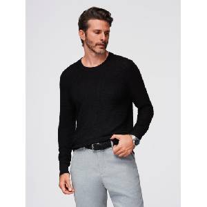 Ombre Clothing Структуриран мъжки пуловер с кръгло деколте - черен V3 OM-SWSW-0181 Ombre Clothing Ombre Clothing | Cheren | МЪЖЕ | L