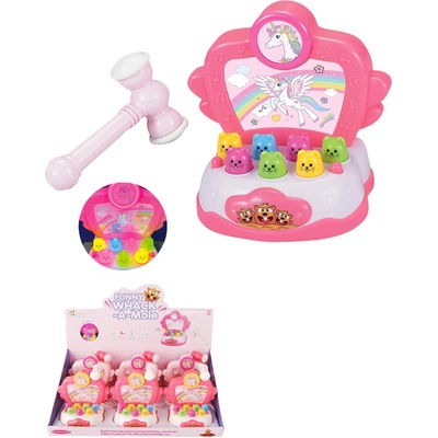 Музикална играчка с чук и светлини, Розова, 647905b (647905b)