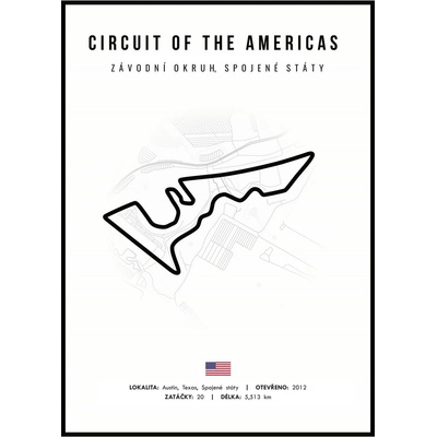 Jen tak z lásky Plakát Závodní okruhy Rozměr plakátu: 40 x 50 cm, Závodní okruh: Circuit of the Americas, Barevná varianta: Bílá
