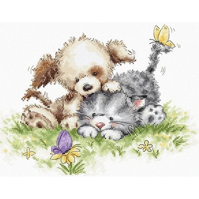 Luca-S Куче, коте и пеперуди - гоблен със схема b1185