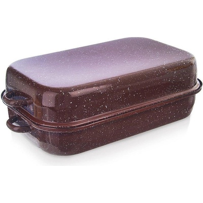 ORION Емайлирана правоъгълна тава с капак orion, 4л, кафява (1471)