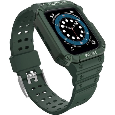 HQWear Комплект каишка + кейс HQWear за Apple Watch 7/6/5/4/3/2 / SE (45/44/42mm), Зелен (9145576231784)