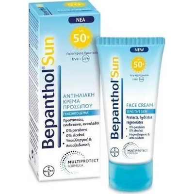 BAYER Слънцезащитен крем за лице за чувствителна кожа , Bepanthol Sun Face Cream , SPF50+ 50ml