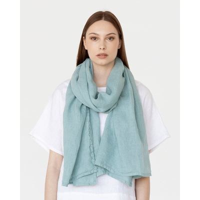 Magic Linen lněný šál Teal blue – Zboží Dáma