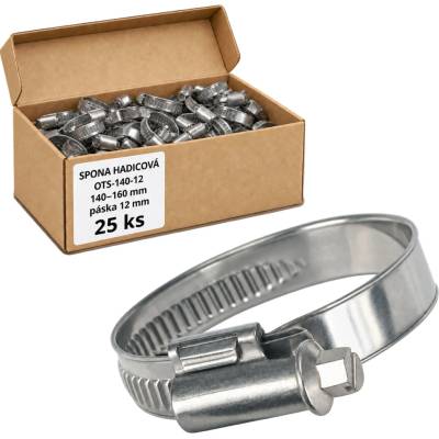 Klimas Wkret-Met 140–160 mm – krabička 25 ks – páska 12 mm – Hadicová spona torro OTS